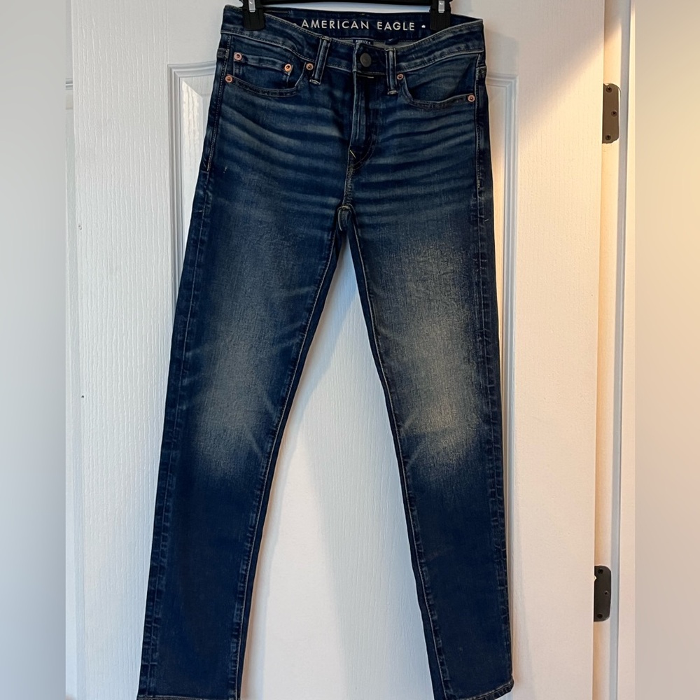 American Eagle Outfitters Men's Dark Blue Skinny Jeans